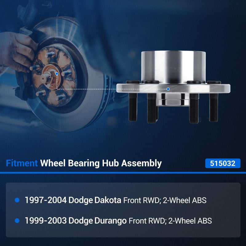Autoround 515032 Front Wheel Hub and Bearing Assembly fit for Dodge Durango Dakota 2WD RWD 6 Lug - Image 2